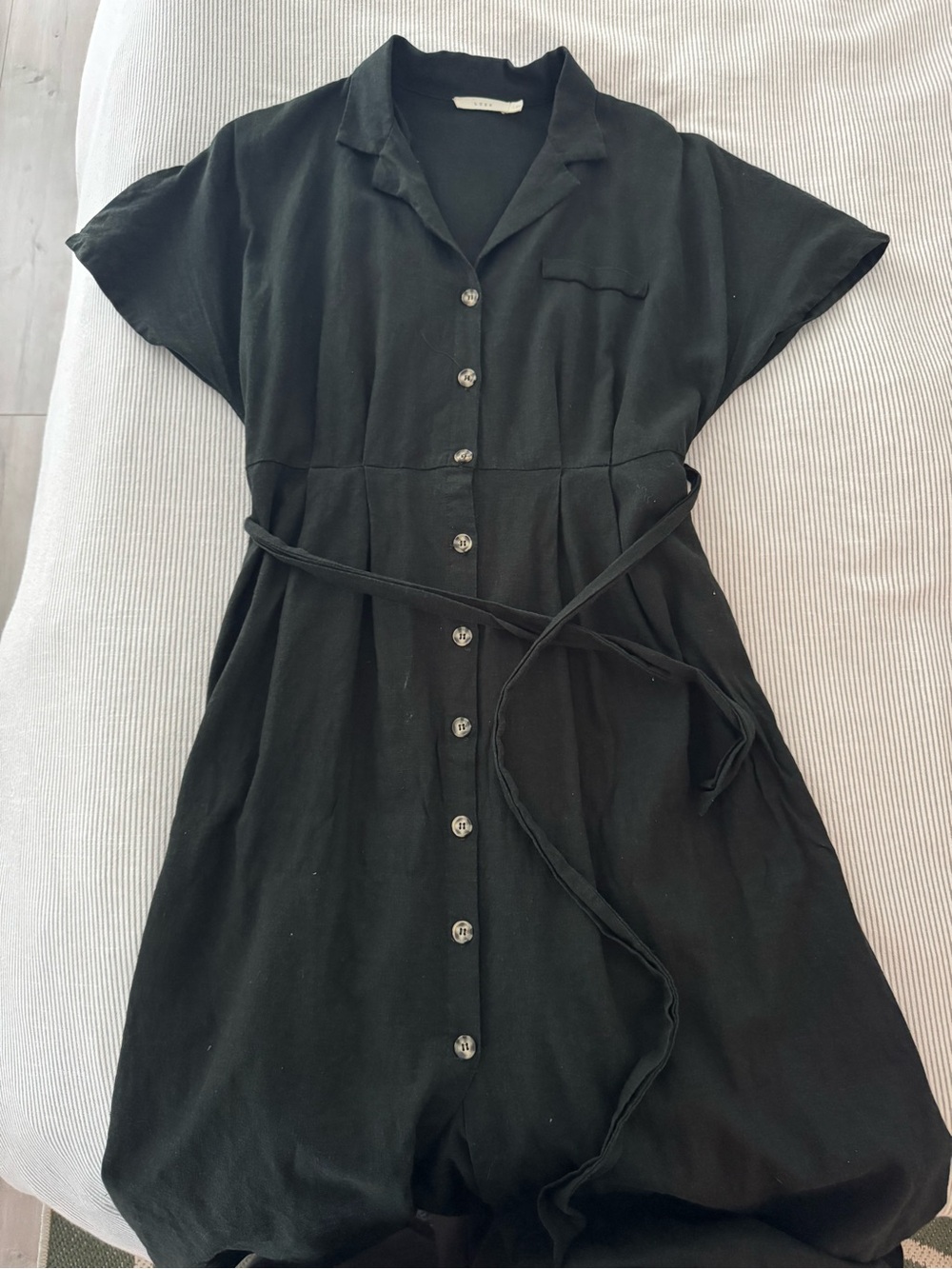 MIDI length button down dress